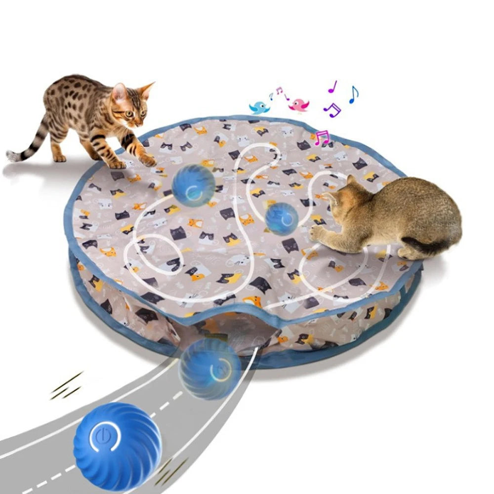 Smart Interactive Cat Toys Ball Fast Rolling in Pouch Hide and Seek Kitten Toy Motion Activated Interactive Cat Toy for Indoor